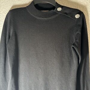 Elegant Black Women's Top with Button Detail